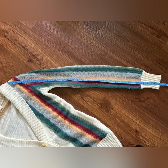 Vintage Y2K Forever 21 Multicolor Stripe Knit Button Up Blazer Style Cardigan - Picture 7 of 8